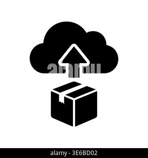 Cloud upload box, flat vector illustration, delivery to data server Stock Vector