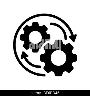 Gears mechanism icon vector illustration in solid black style Stock Vector