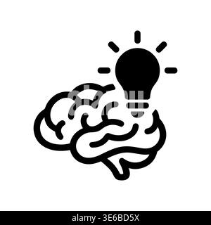 Brain and lightbulb icon symbolizing creative idea generation in mind Stock Vector