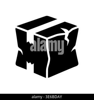 Damaged Cardboard Box Icon Black and White Graphic Style Stock Vector