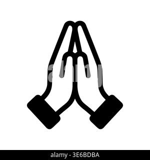 Praying Hands Icon, Gesture of Worship, Simple Line Art Style Stock Vector