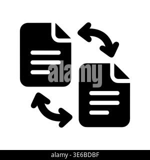 File exchange icon in black, data transfer concept symbol Stock Vector