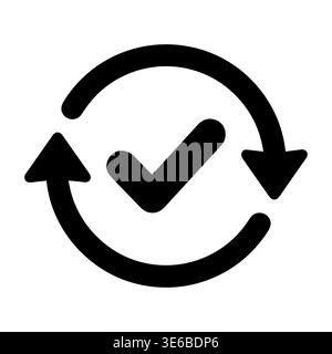 Rotating arrows with check mark vector icon illustration design Stock Vector