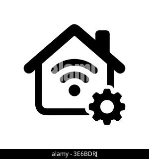 Smart home automation icon with WiFi and gear setting Stock Vector