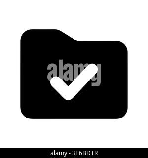 Black folder icon with white check mark symbol vector illustration Stock Vector