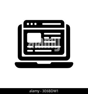 Laptop with Browser Window Minimalist Style Vector Icon Illustration Stock Vector