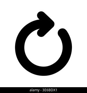 Black Refresh Icon on White Background Simple Style Stock Vector