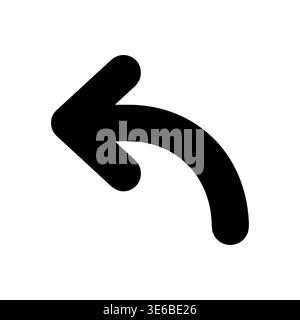Black curved arrow pointing back left icon vector illustration Stock Vector