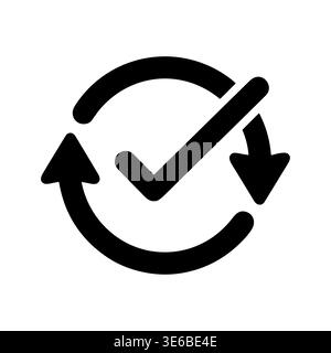 Checkmark and Circular Arrows Icon Symbolizing Update or Approval Stock Vector