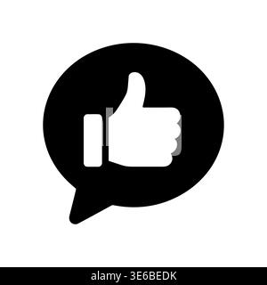 Black and white thumbs up speech bubble icon illustration Stock Vector