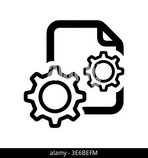 Document settings icon with gear symbols in outline style Stock Vector