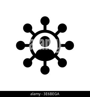 Black silhouette icon of networking, connections, social links and hub Stock Vector