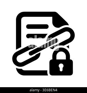 Black document secured with chain link and padlock vector icon Stock Vector