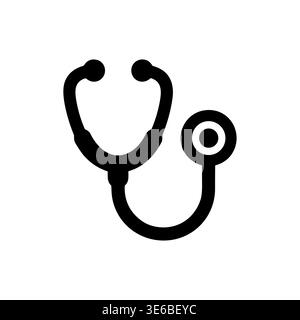 Stethoscope vector icon illustration in simple black outline style Stock Vector