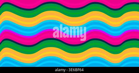 Colorful wavy lines create a vibrant vector illustration featuring flowing motion patterns for modern graphic design and artistic backgrounds. Stock Vector