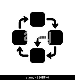 Circular process diagram with four steps, flow chart illustration Stock Vector