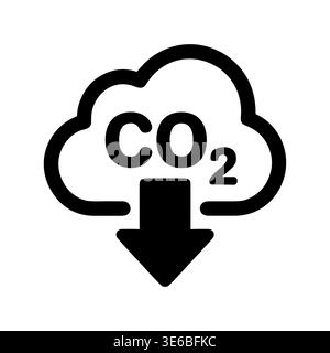 CO2 Reduction Icon in Cloud Shape with Arrow Down Stock Vector