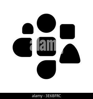 Abstract geometric shapes composition, simple flat design, black and white Stock Vector