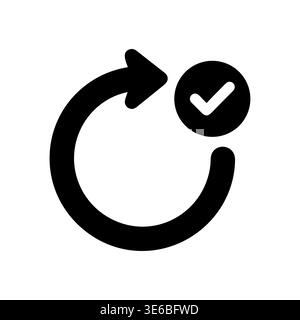 Refresh completed vector icon symbol with checkmark in circle Stock Vector