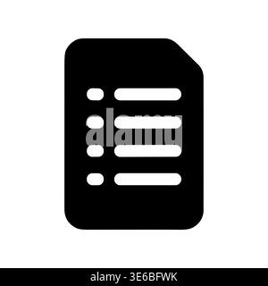 Simple black document with bullet points vector illustration icon Stock Vector