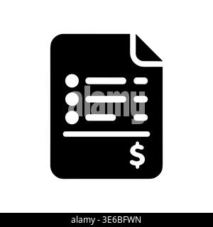 Invoice icon vector illustration in solid black style design Stock Vector
