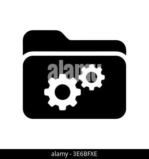 Folder with Gears Icon, Configuration Settings, Document Options Illustration Stock Vector