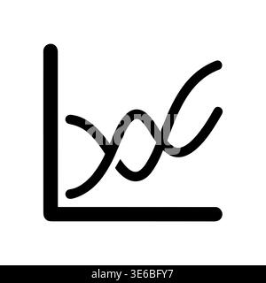 Simple line graph icon with two curved lines Stock Vector