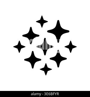 Sparkling stars icon set, clean surface symbol, silhouette style Stock Vector