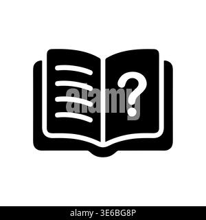 Open book with question mark icon in solid style Stock Vector