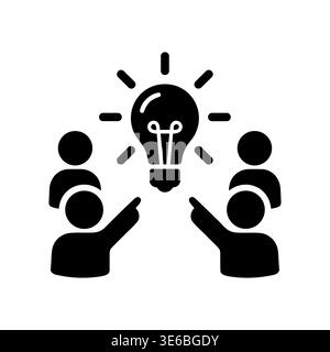 Brainstorming session with light bulb idea, teamwork and creativity concept Stock Vector
