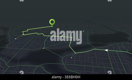 Online location tracking on isometric city map. Navigation on map with multiple markers along the route. Vector illustration Stock Vector