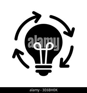 Light Bulb with Rotating Arrows, Creative Idea Generation Concept Stock Vector