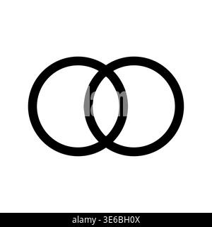 Two Interlocking Rings Simple Black and White Vector Illustration Stock Vector