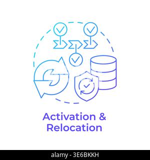 Activation and relocation blue gradient concept icon Stock Vector