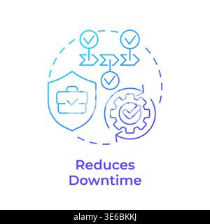 Reduces downtime blue gradient concept icon Stock Vector