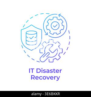 IT disaster recovery blue gradient concept icon Stock Vector