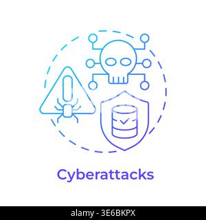 Cyberattacks blue gradient concept icon Stock Vector
