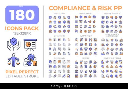 Compliance and risk colorful icons set collection Stock Vector