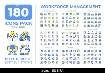Workforce management colorful icons set collection Stock Vector