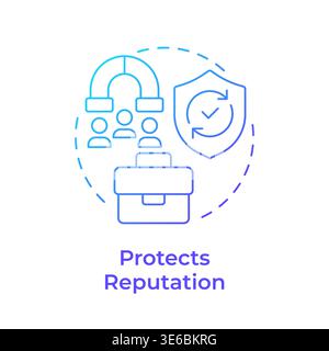 Protects reputation blue gradient concept icon Stock Vector