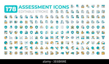Assessment colorful icons big set Stock Vector