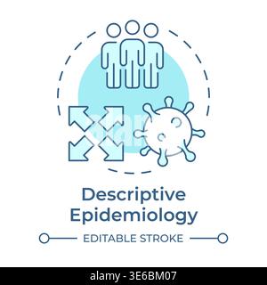 Descriptive epidemiology soft blue concept icon Stock Vector
