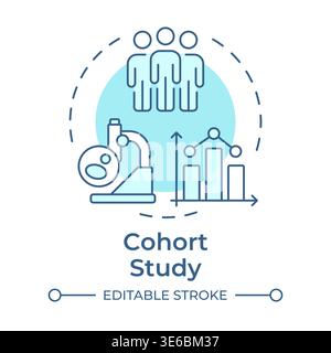 Cohort study soft blue concept icon Stock Vector
