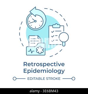 Retrospective epidemiology soft blue concept icon Stock Vector