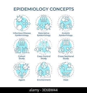 Epidemiology soft blue concept icons Stock Vector