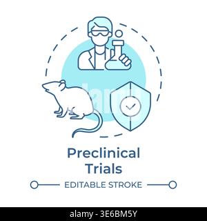 Preclinical trials soft blue concept icon Stock Vector