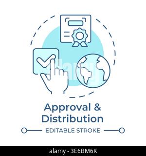 Approval and distribution soft blue concept icon Stock Vector