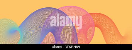 Colorful gradient backdrop with wavy dynamic line. Rainbow liquid color background template Stock Vector