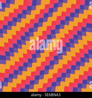 Retro groovy wavy background. Psychedelic checkerboard Y2K 80s  twisted and distorted vector texture Stock Vector