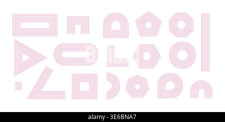 Geometric line shape set. Abstract stripy figures collection Stock Vector